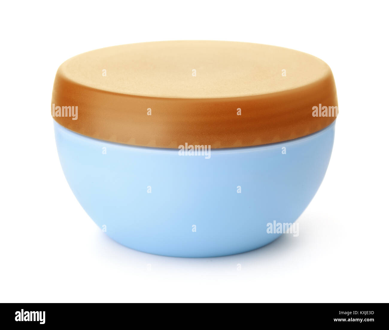 Kunststoff blau Kosmetische jar isoliert auf weißem Stockfoto