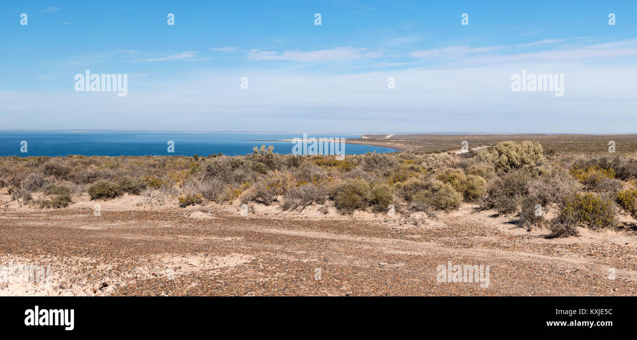 Eine Landschaft, in der Nähe von Punta Ninfas, Halbinsel Valdes, Puerto Madryn, Chubut, Argentinien Stockfoto