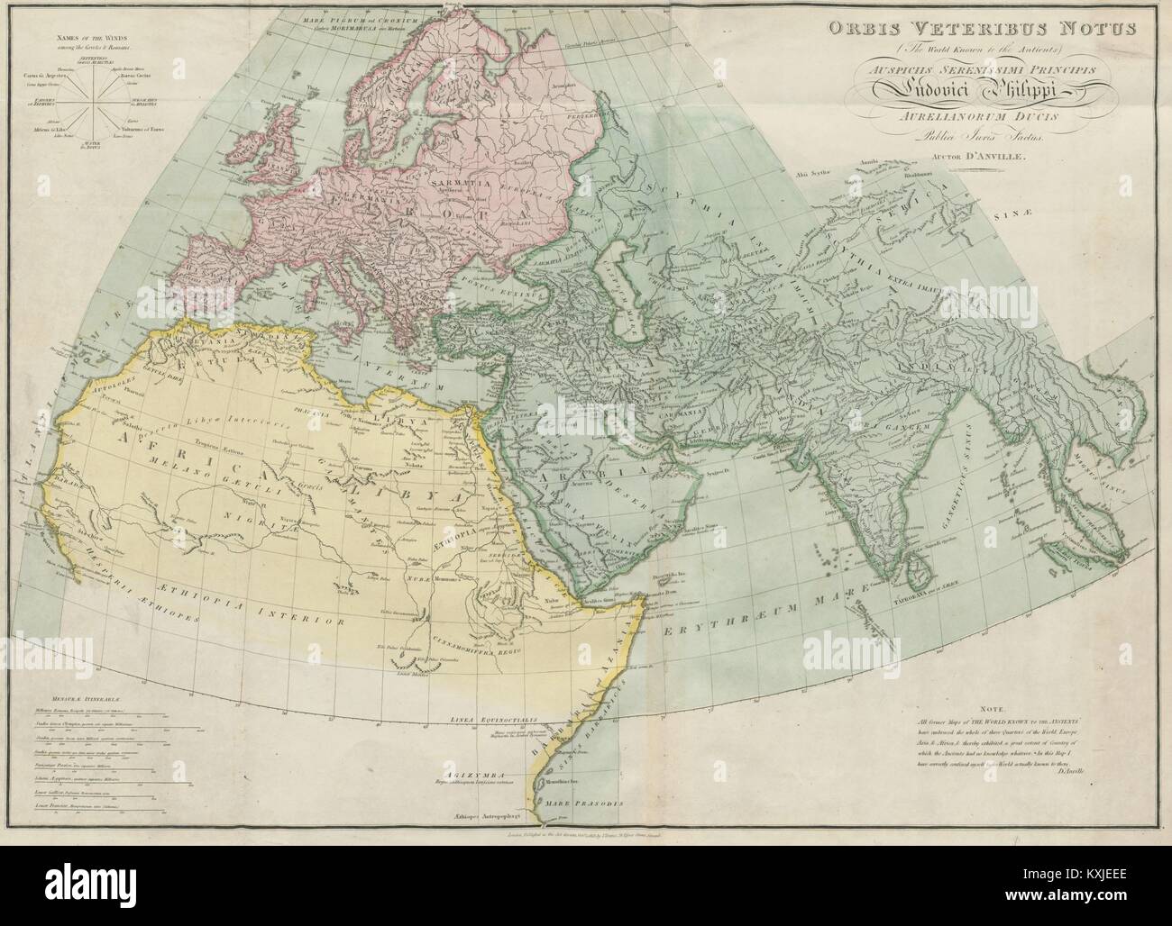 "Orbis Veteribus Notus (die Welt der Antients) … D'Anville 1815 Karte Stockfoto