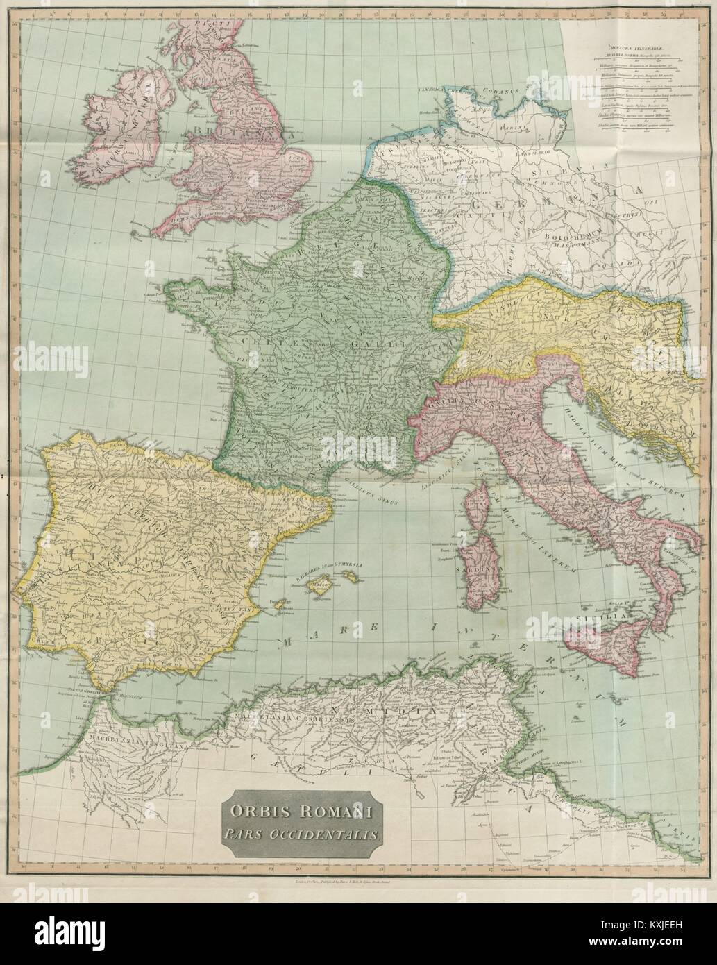 "Orbis Romani pars Occidentalis". Römische Reich westlichen Teil. D'Anville 1815 Karte Stockfoto