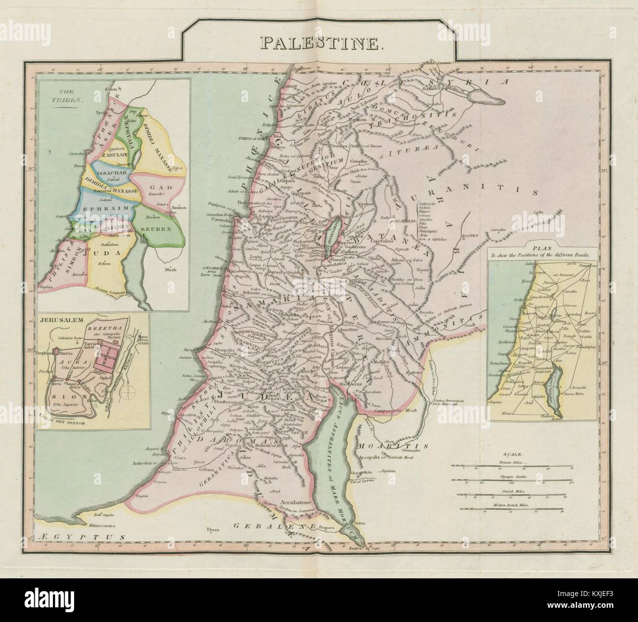 Alte 'Palästina'. Stämme Israels. Heiligen Land. D'Anville 1815 alte Karte Stockfoto