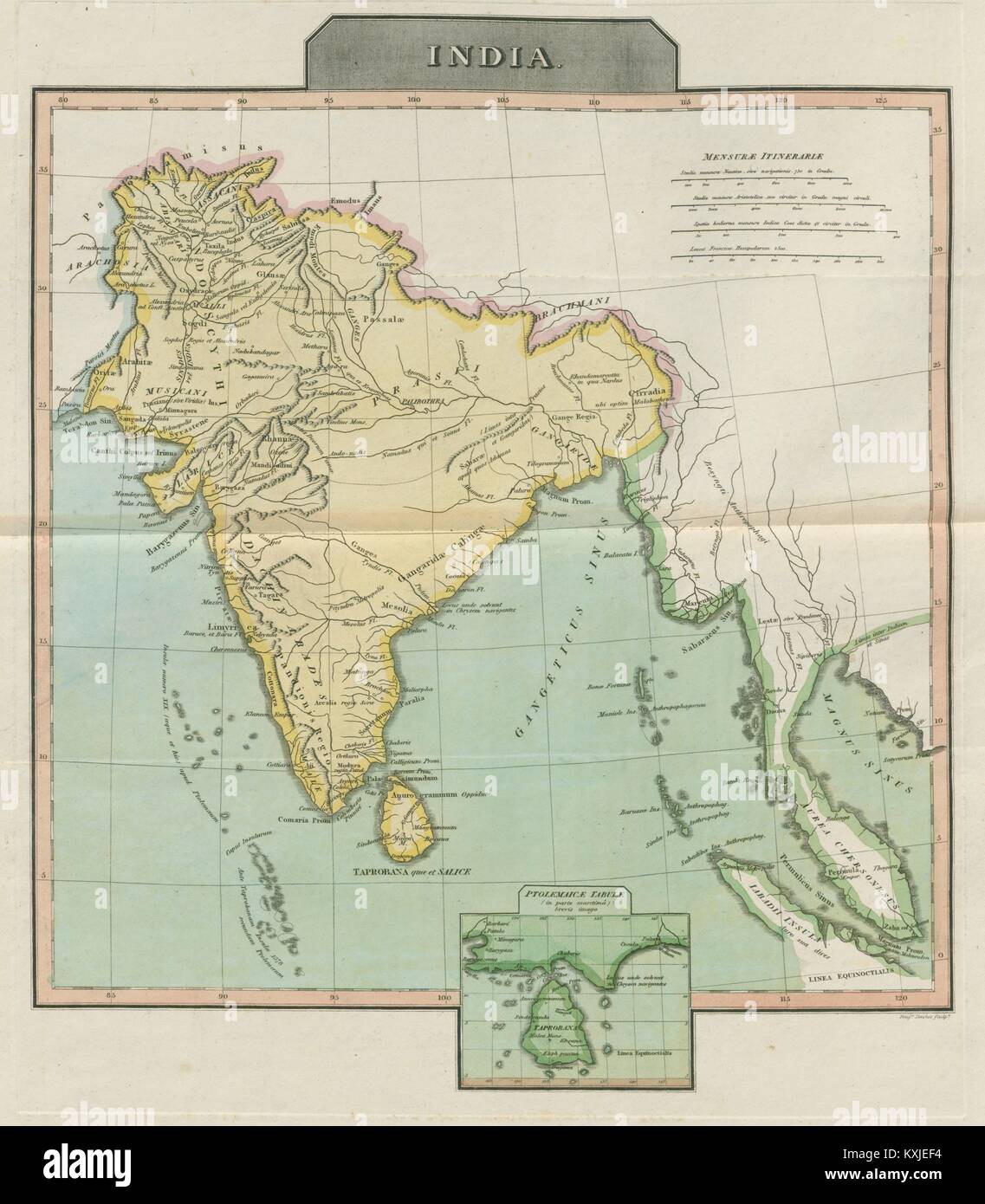 Alte "Indien". Dachinabades Prasii Indo Scythi Taprobana. D'Anville 1815 Karte Stockfoto