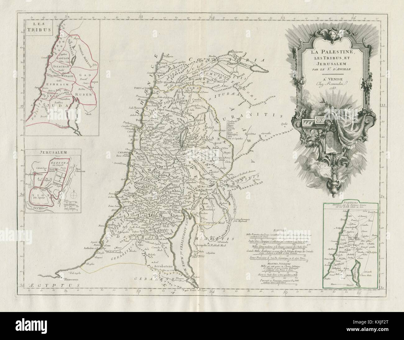 'La Palestine, les Tribus, et Jerusalem". Israel. SANTINI/D'Anville 1784 Karte Stockfoto