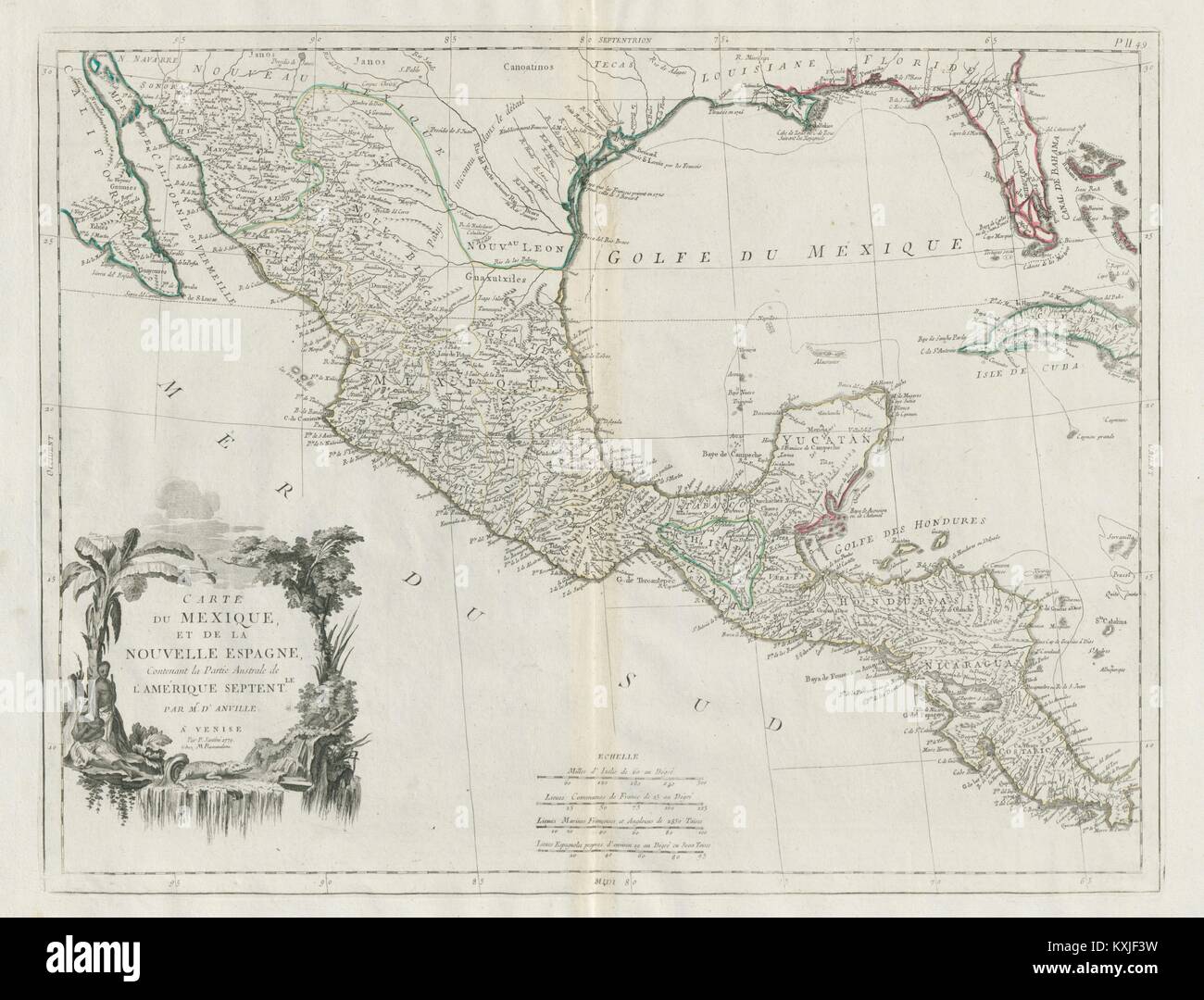 'Carte du Mexique et de la Nouvelle Espagne …' Mexiko. SANTINI/D'Anville 1784 Karte Stockfoto