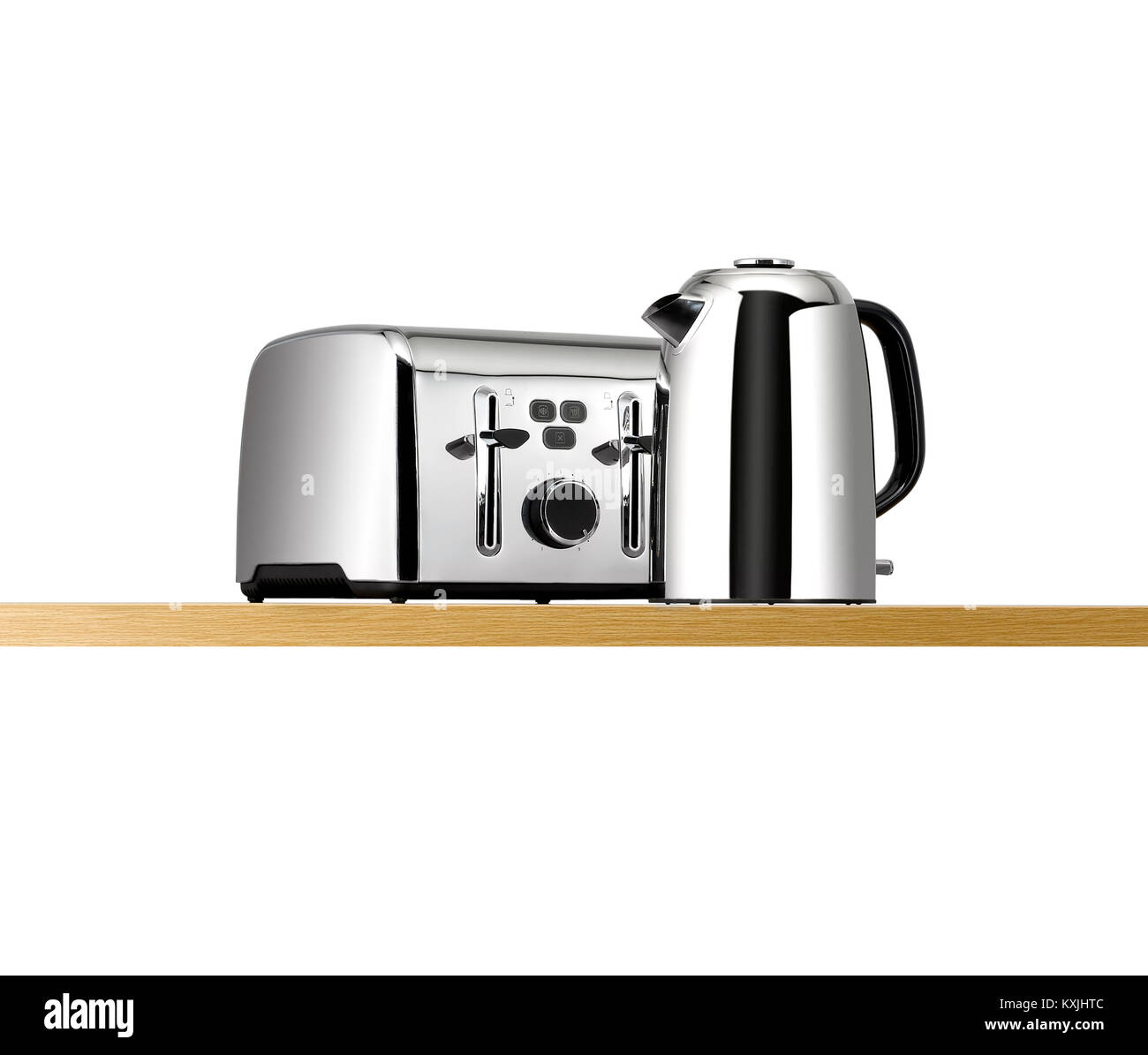 Einen Wasserkocher und Toaster auf eine Küche aus Holz Regal  Stockfotografie - Alamy