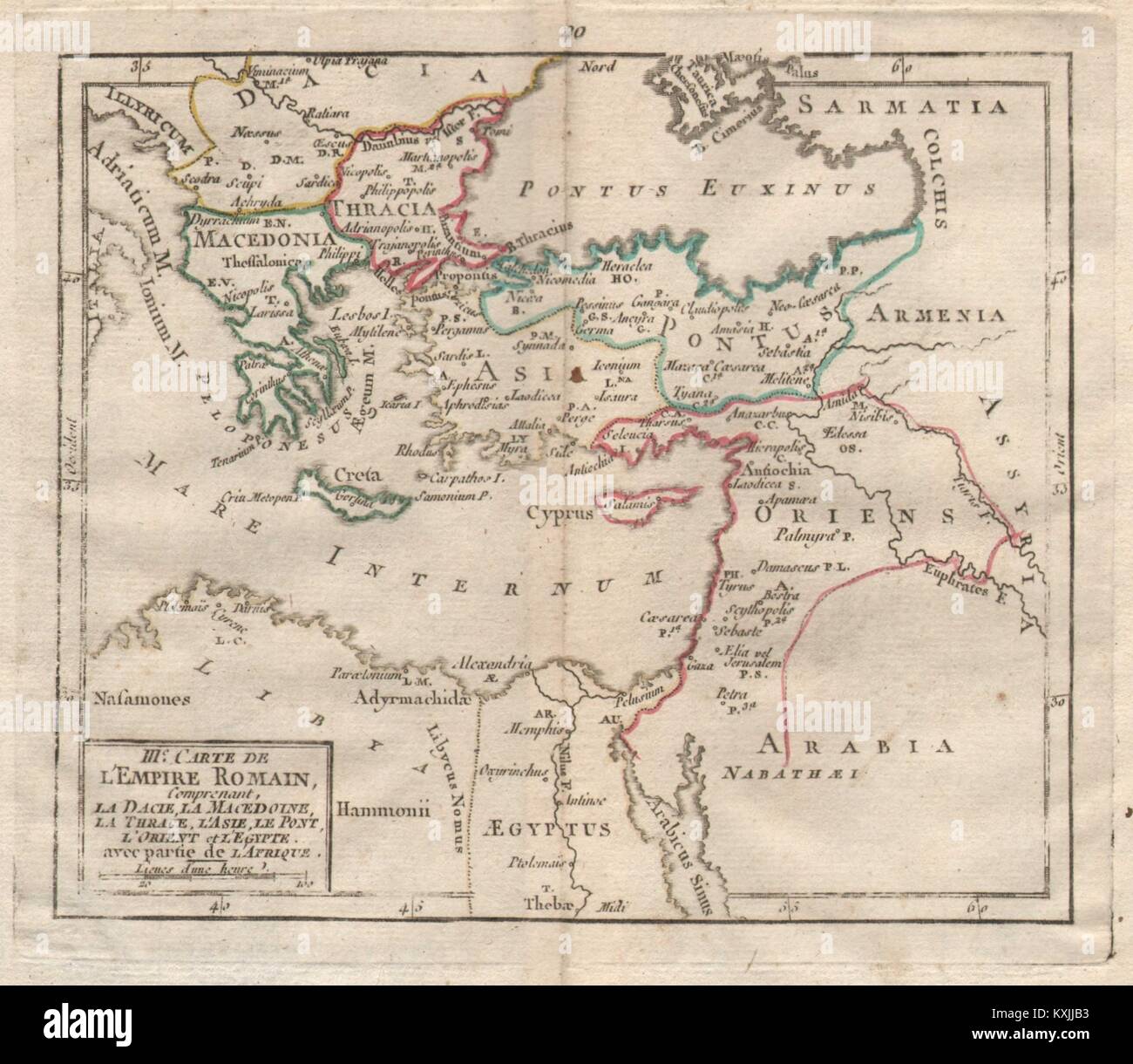 "IIIe Carte de l'Empire Romain'. LA TOUR-de-Peilz. Römischen Griechenland Türkei 1777 Karte Stockfoto
