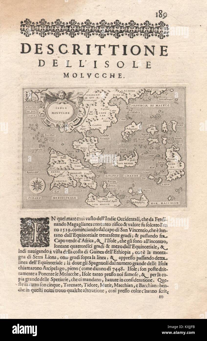 "Escrittione dell'Isole Molucche'. PORCACCHI. East Indies & Indochina 1620 Karte Stockfoto