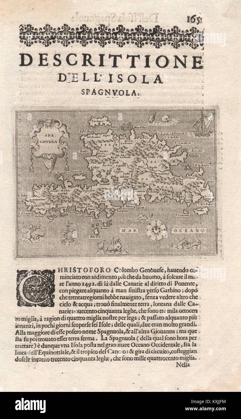 "Escrittione dell'Isola Spagnuola". PORCACCHI. Hispaniola Karibik 1620 Karte Stockfoto