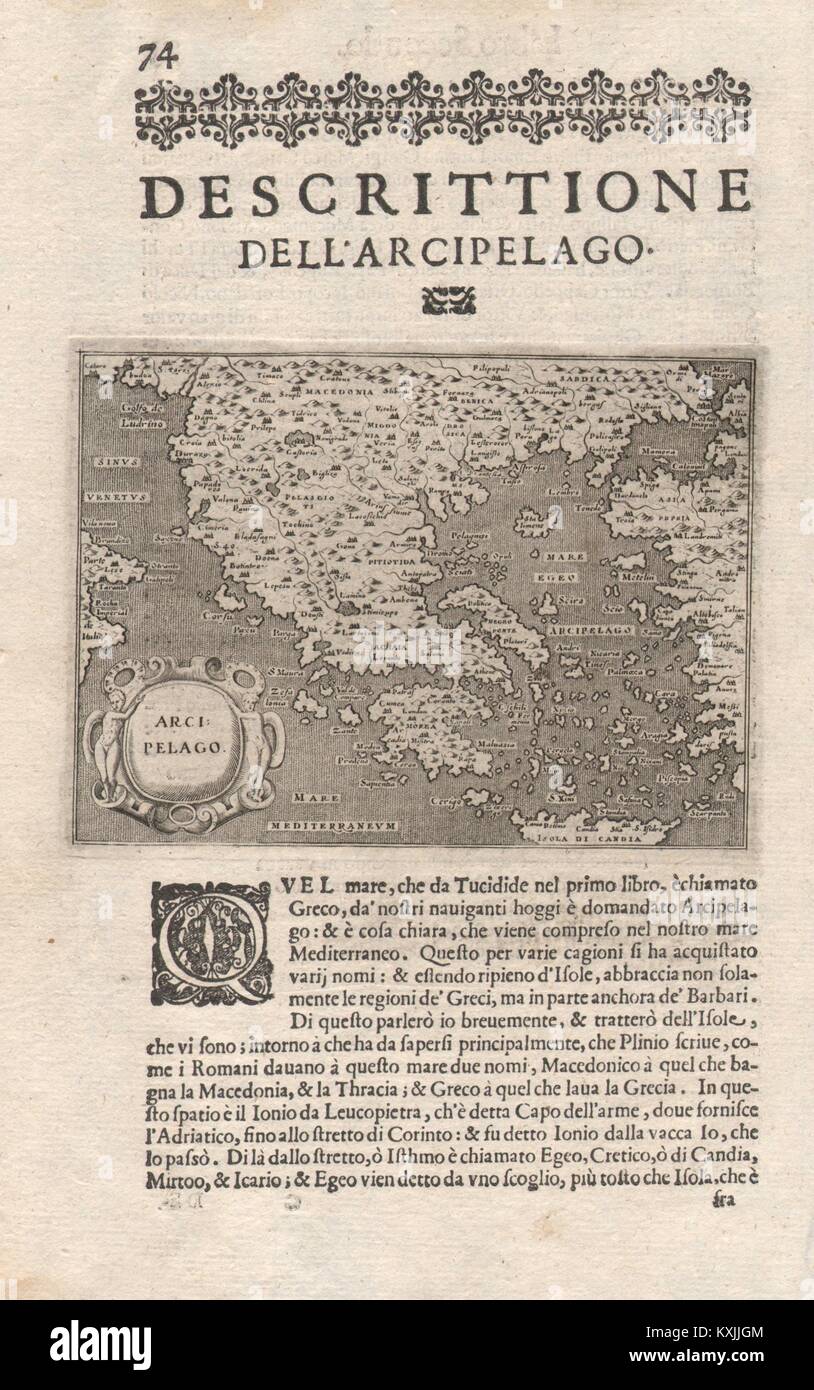 "Escrittione dell'Arcipelago". PORCACCHI. Griechische Inseln Griechenland 1620 Karte Stockfoto