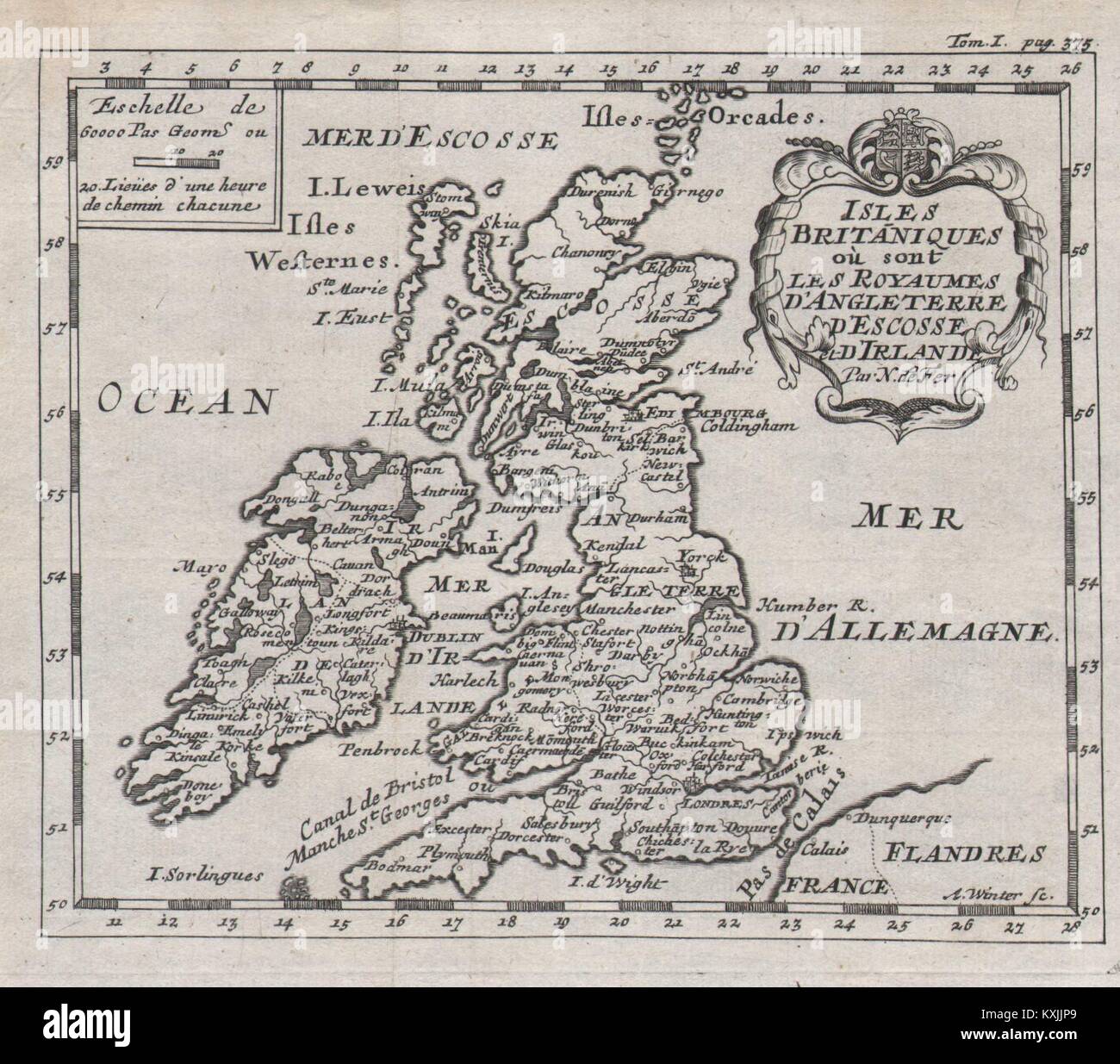 Die Inseln sind les Royaumes Britaniques ou d'Angleterre …". DE FER c 1684 alte Karte Stockfoto