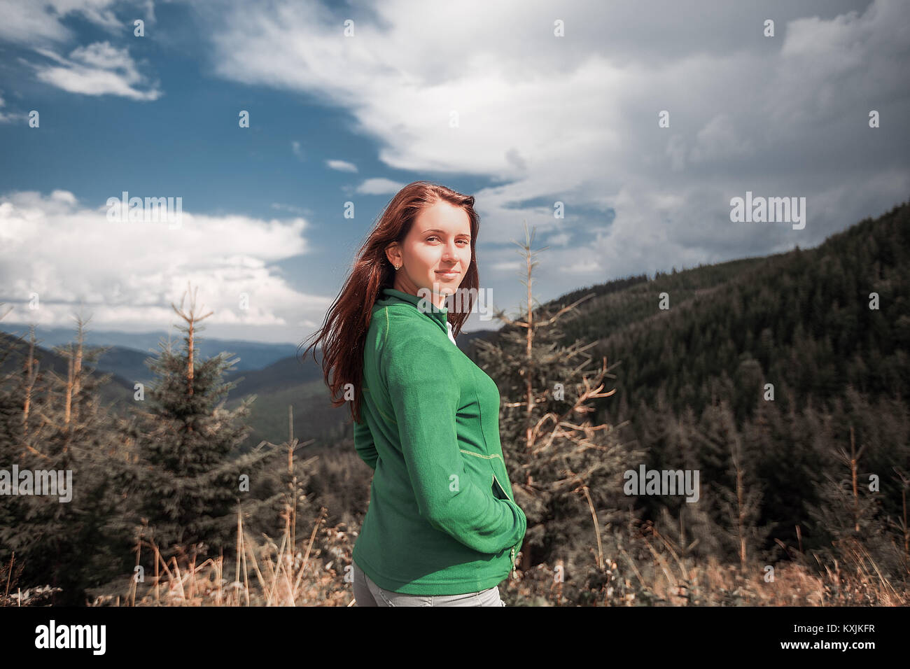 Frau genießen im Freien, Koralat, Zagrebacka, Kroatien Stockfoto