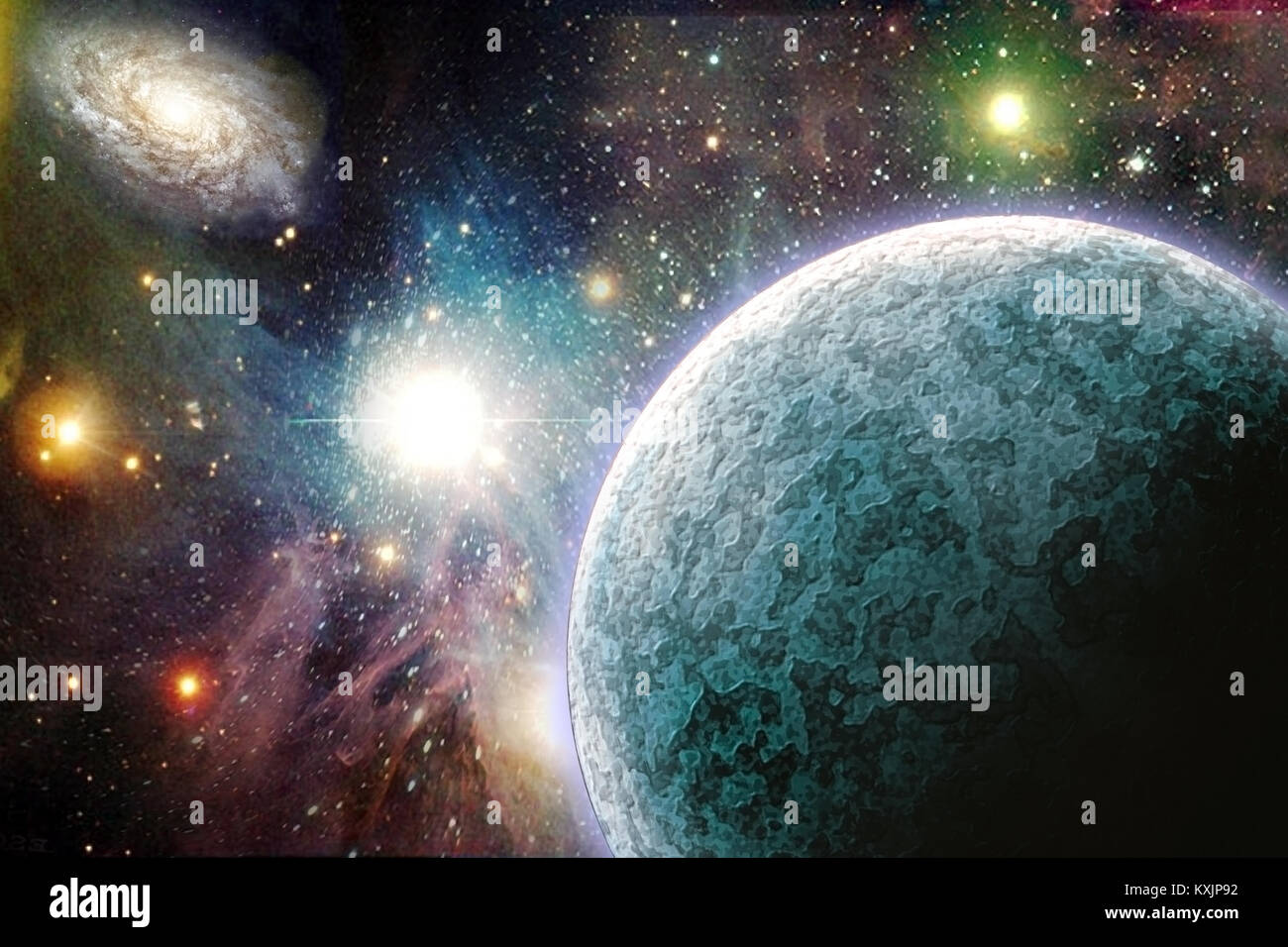 Planeten in lebhaften Platz. 3D-Rendering Stockfoto