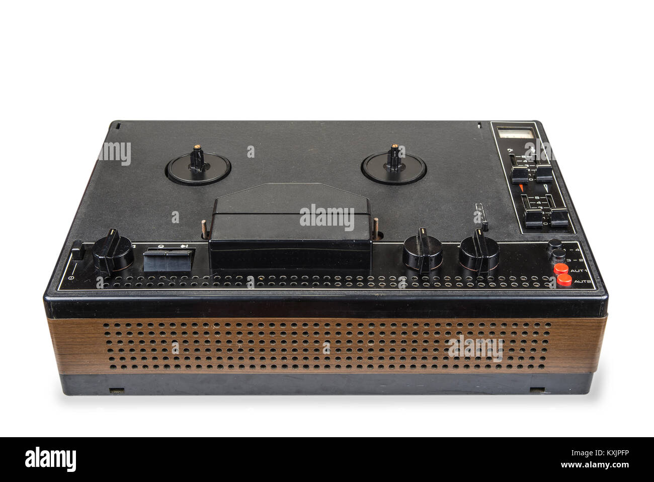 Alte audio Magnetic tape recorder Haspel von der 70er Jahre zu Haspel Stockfoto