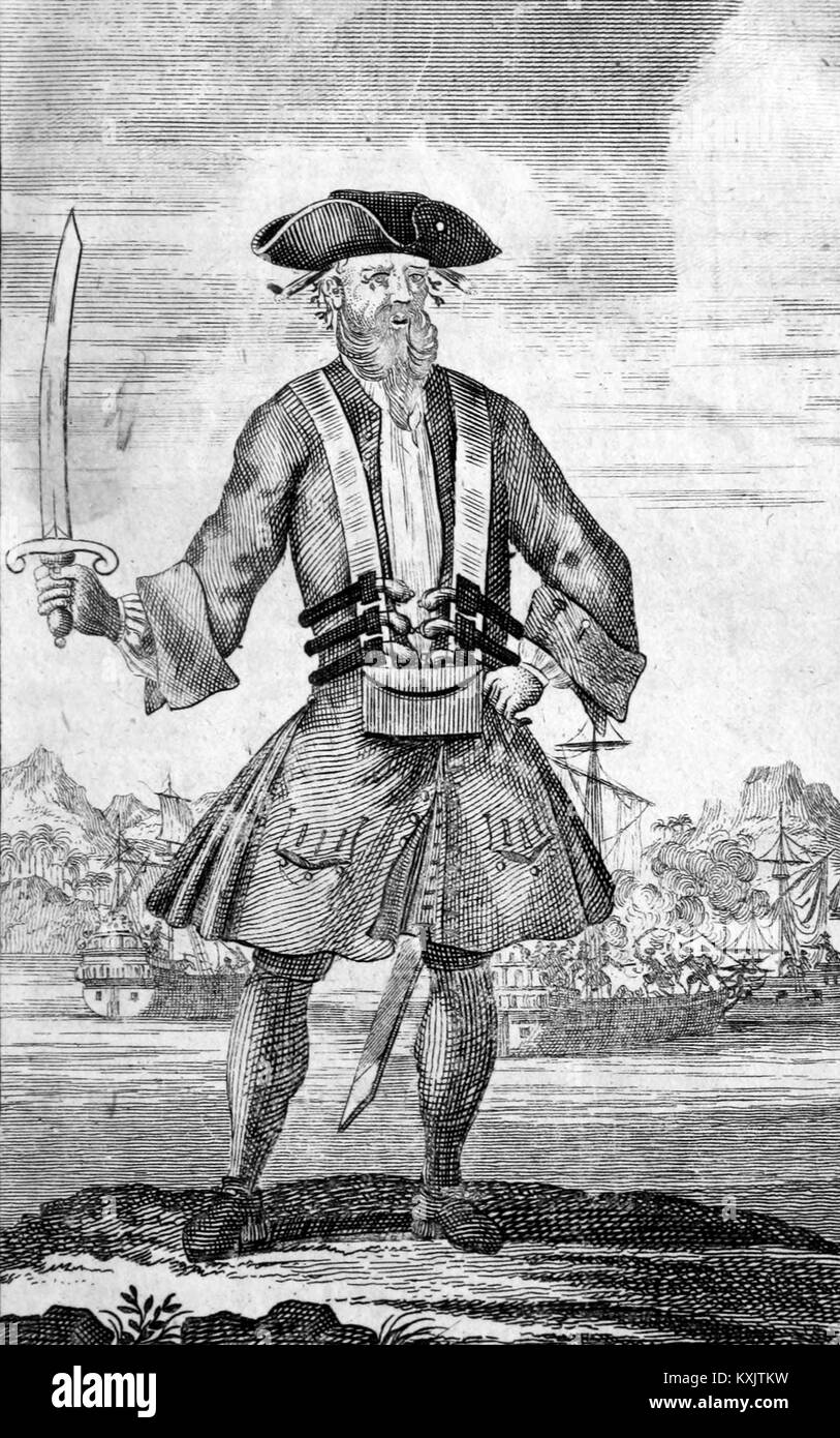 Blackbeard the Pirate, Edward Teach oder Edward Thatch, Blackbeard, ein englischer Pirat Stockfoto