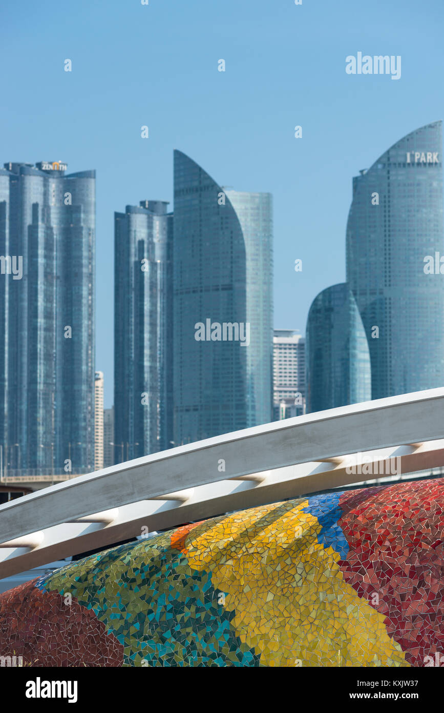 Moderne Wolkenkratzer von Centum Park, Centum Stadt, Busan, Yeongnam, Südkorea. Stockfoto