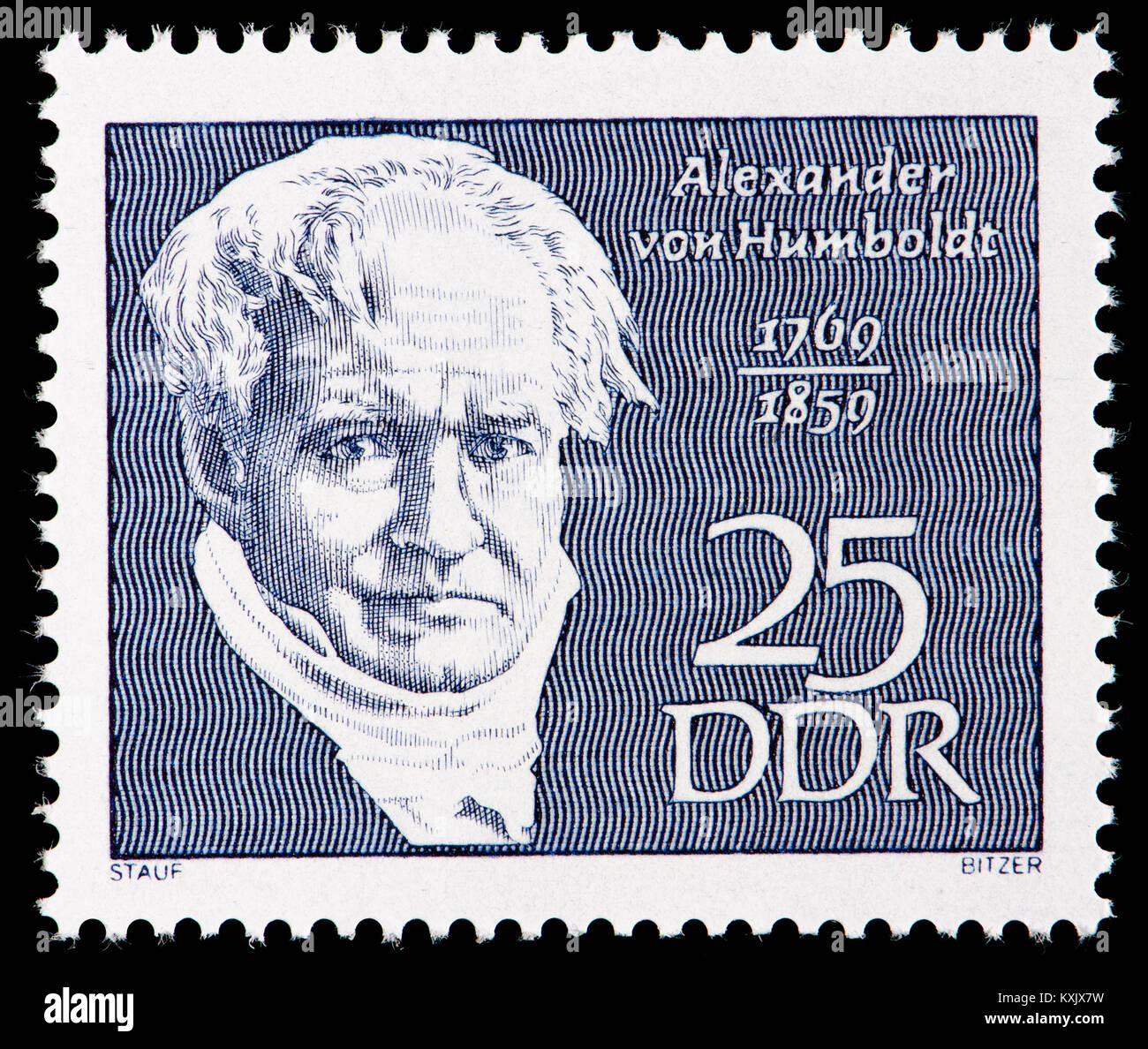 Ddr-Briefmarke (1969): Friedrich Wilhelm Heinrich Alexander von Humboldt (1769-1859), preußischer Universalgelehrten, Geograph, naturalist... Stockfoto