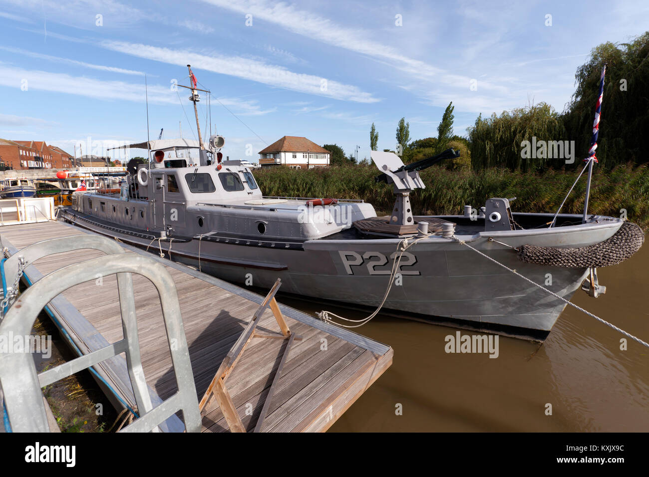 USN P22 (Rhein Maiden) Kanonenboot festgemacht am Kai, Sandwich, Kent, Stockfoto