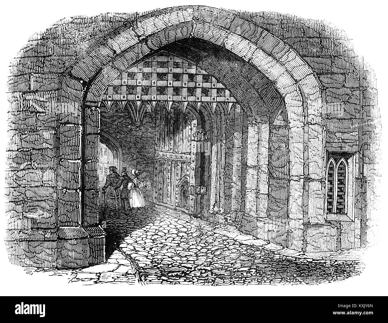Der Eingang zu den Bloody Tower, einem der 21 Türme, der Tower von London, die in den frühen 1220 während der Regierungszeit von König Heinrich III. gebaut wurde Der Turm ist berüchtigt wegen der Todesfälle von Edward V. und seinem Bruder, Richard Herzog von York. Es wird geglaubt, daß die zwei Yorkist Fürsten im Spätsommer 1483 ermordet wurden. Edward's V Onkel Richard, Herzog von Gloucester, war Lord Protector 1483 erklärt und später zum König Richard III. Im gleichen Jahr. Stockfoto