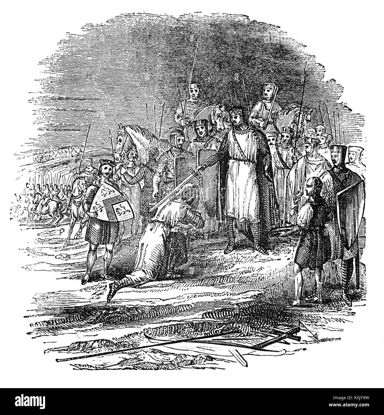 Tapferkeit ist als König Richard I (1157 - 1199), auch bekannt als Richard Coeur de Lion oder Richard Löwenherz Ritter ein Soldat während des Dritten Kreuzzugs (1189 - 1192), auch als die Könige "Kreuzzug bekannt belohnt. Es war der Versuch, von den europäischen Staats- und Regierungschefs, das Heilige Land zu erobern von Saladin (Ṣalāḥ ad-stammeskonföderation Yūsuf ibn Ayyūb). Die Kampagne wurde erfolgreich in der Erfassung der wichtigsten Städte von morgen und Jaffa, und die Umkehrung der meisten Saladin Eroberungen, aber es konnte nicht Jerusalem, die emotionale und spirituelle Motivation der Kreuzzug zu erfassen. Stockfoto