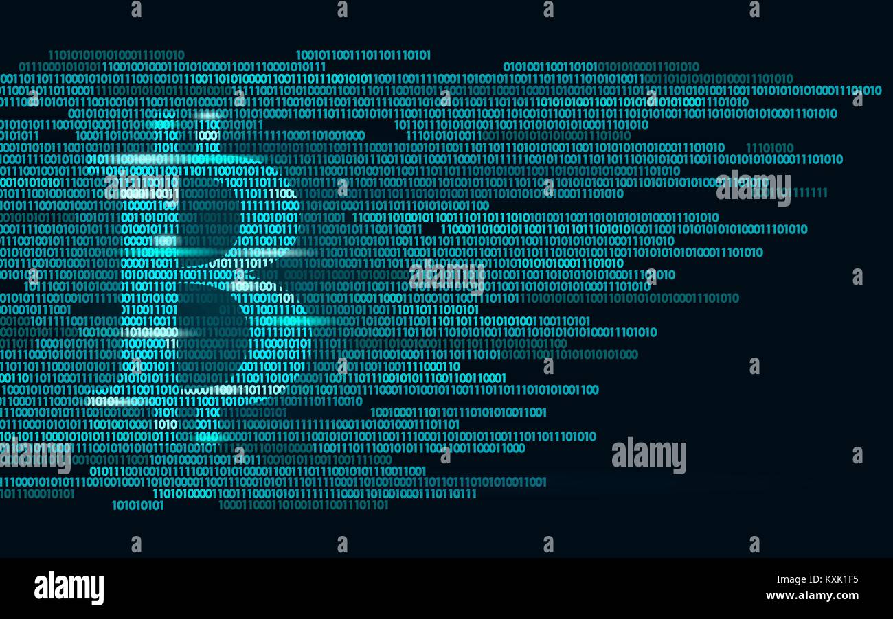 Bitcoin digitale cryptocurrency Zeichen Binär Code Nummer. Big Data Information Mining Technologie. Blau leuchtende Zusammenfassung web Internet electronic payment Vector Illustration Stock Vektor