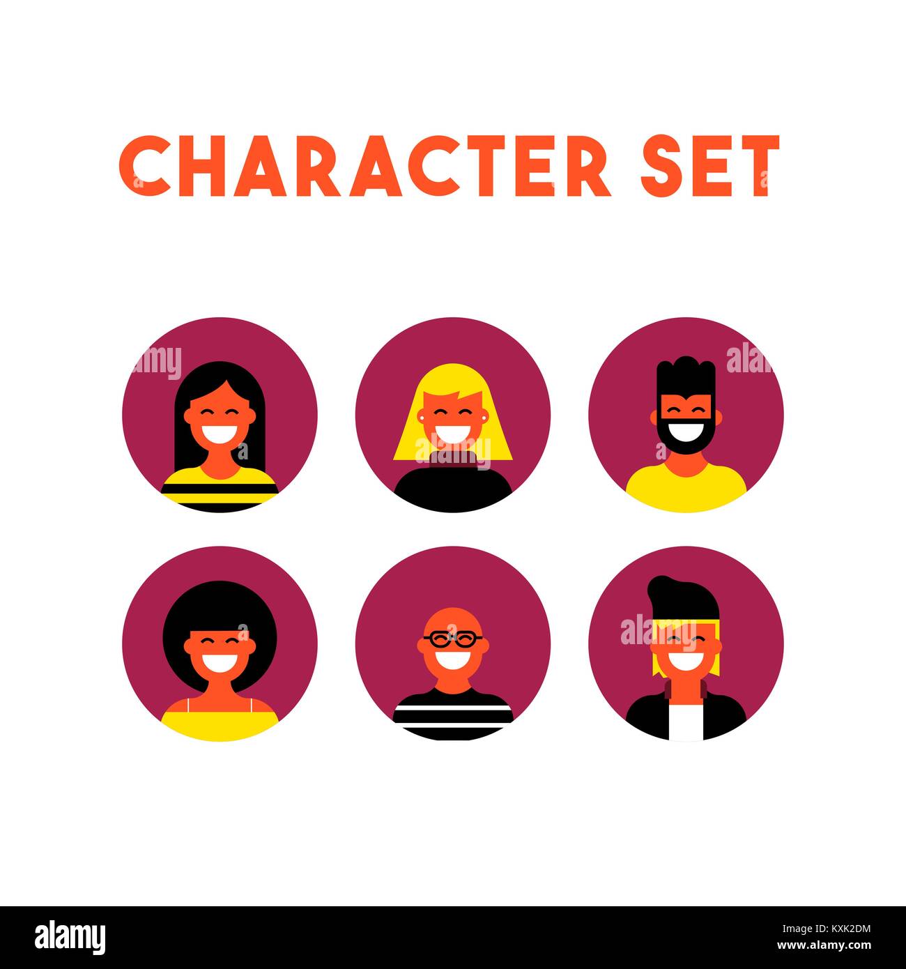Menschen Symbol im modernen Stil eingerichtet. Sammlung von verschiedenen Männern und Frauen Gruppe ideal für Web Avatar, Social Media oder Internet Projekt. EPS 10 Vektor. Stock Vektor