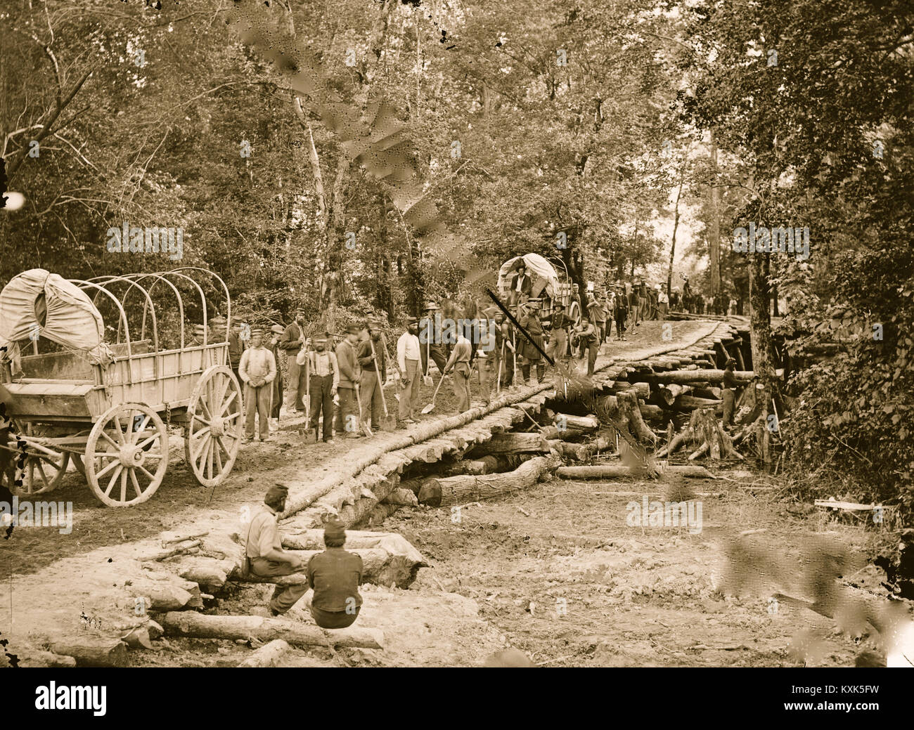 Chickahominy River, Virginia Grapevine Brücke gebaut, 27. / 28. Mai 1862 Stockfoto