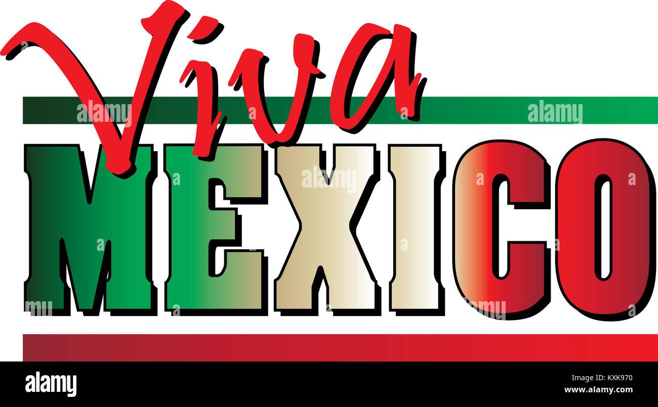 Viva Mexico Banner mit Mexikanischen Flagge farbigen Text Stockfoto