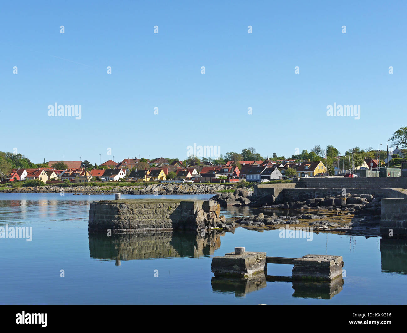 Allgemeine Ansicht von einem Wohngebiet der kleine touristische Stadt von Rødby auf der dänischen Insel Bornholm. Die Insel liegt aus Schweden. Stockfoto