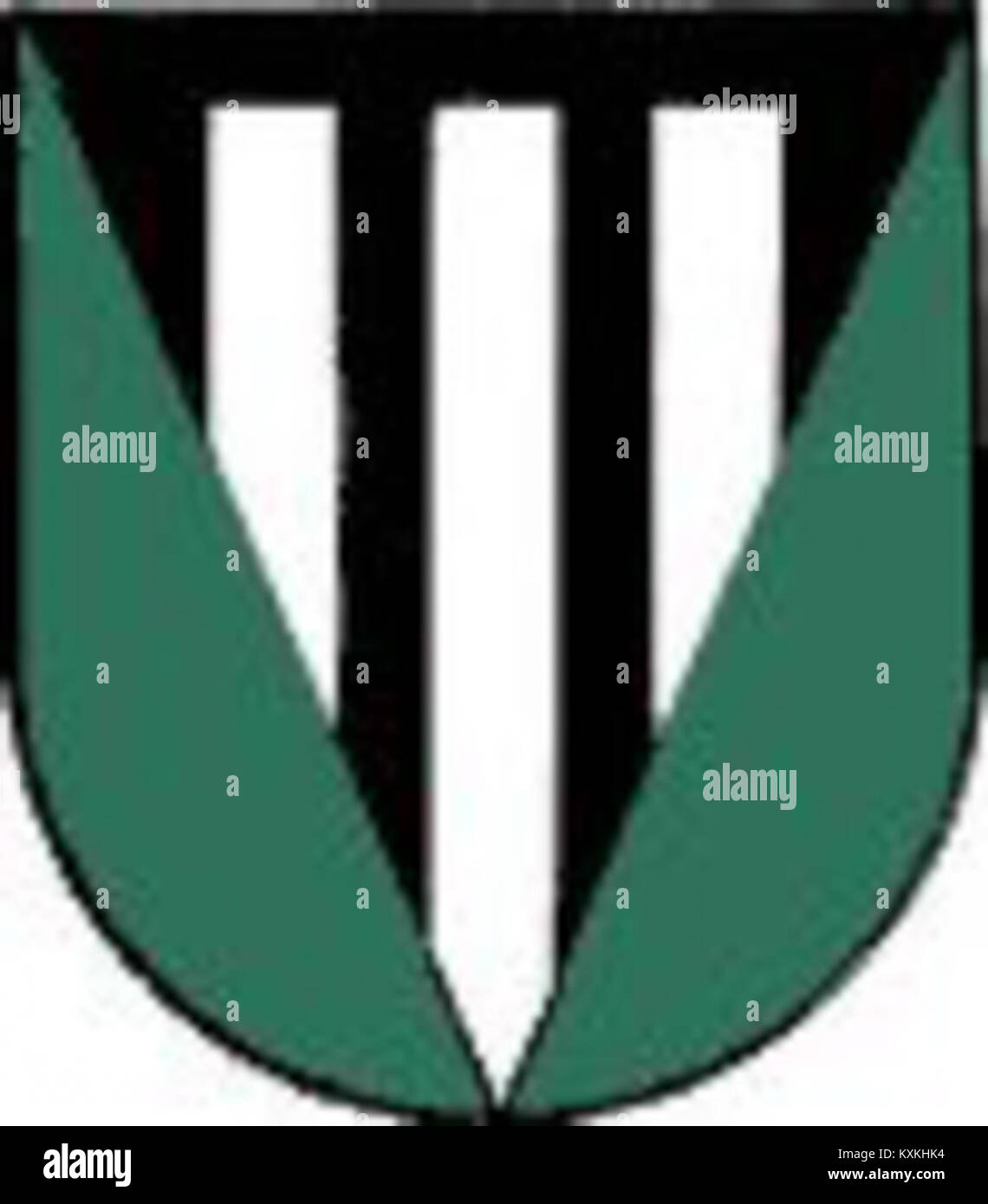 Das Wappen von Schönberg, Stubaital, Österreich, symbolisiert lokale Identität, regionales Erbe, und traditionelle Heraldik. Stockfoto