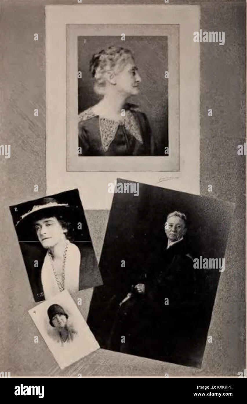 Diese Arbeit zeigt namhafte Frauen aus Kalifornien und Nevada, darunter Fannie Brown Patrick, Anne Jennings Kluegel, Clelia G. Mosher und Mrs. B.F. Chappelle, die ihre Beiträge für ihre Gemeinschaften und Gesellschaft präsentieren. Stockfoto