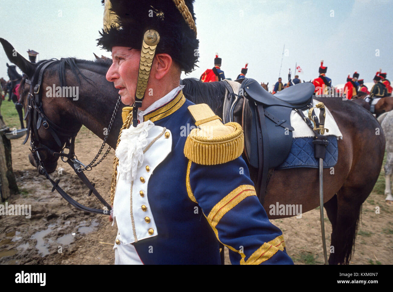 Die Schlacht von Waterloo 175 Jahre Re-enactment am 19. Juni 1990: Stockfoto