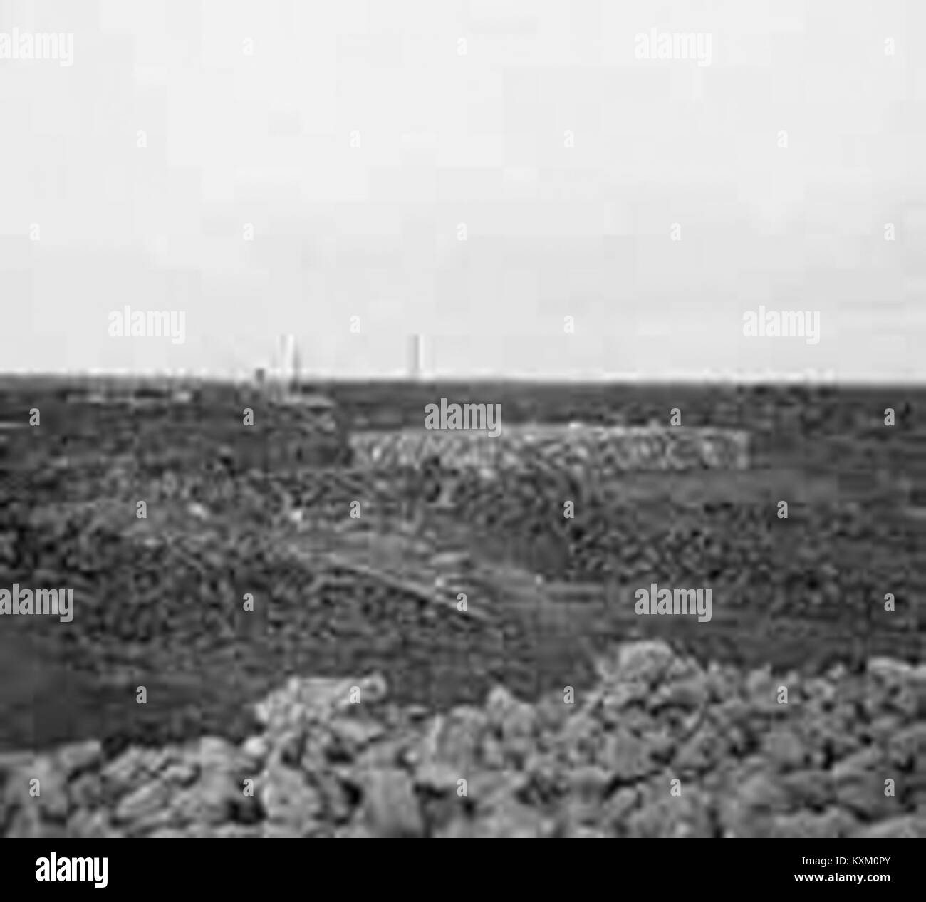 Die Schlacht von Kafr Adbu ereignete sich 1952 während der Suez-Krise im Suez Filtrationsdorf, die militärische Operationen, territoriale Kontrolle und regionale Konflikte im Nahen Osten beinhaltete. Stockfoto