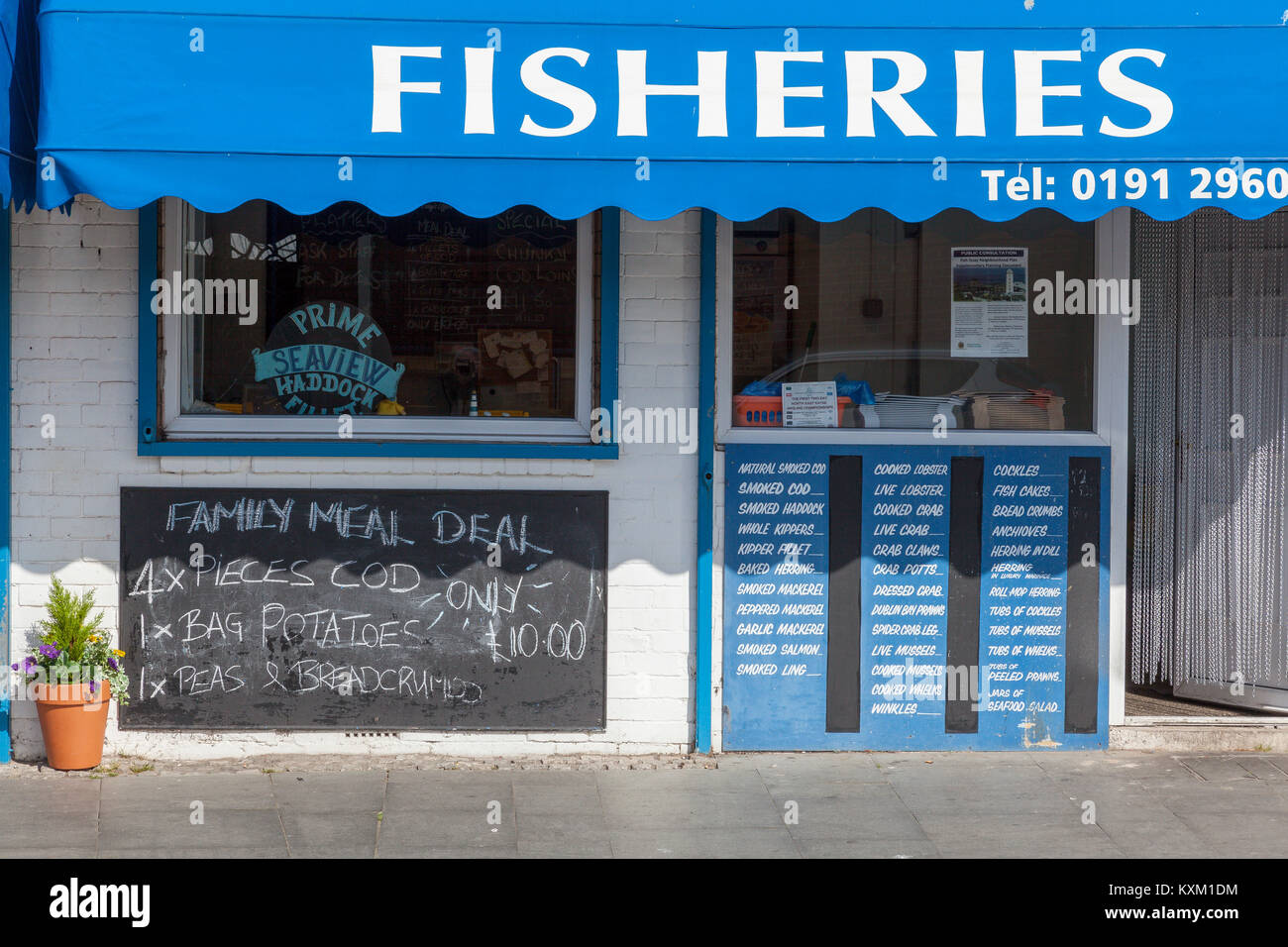 Seaview Fischerei Fischhändler Shop auf den Fisch Kai,Sheilds, Newcastle upon Tyne, Großbritannien Stockfoto