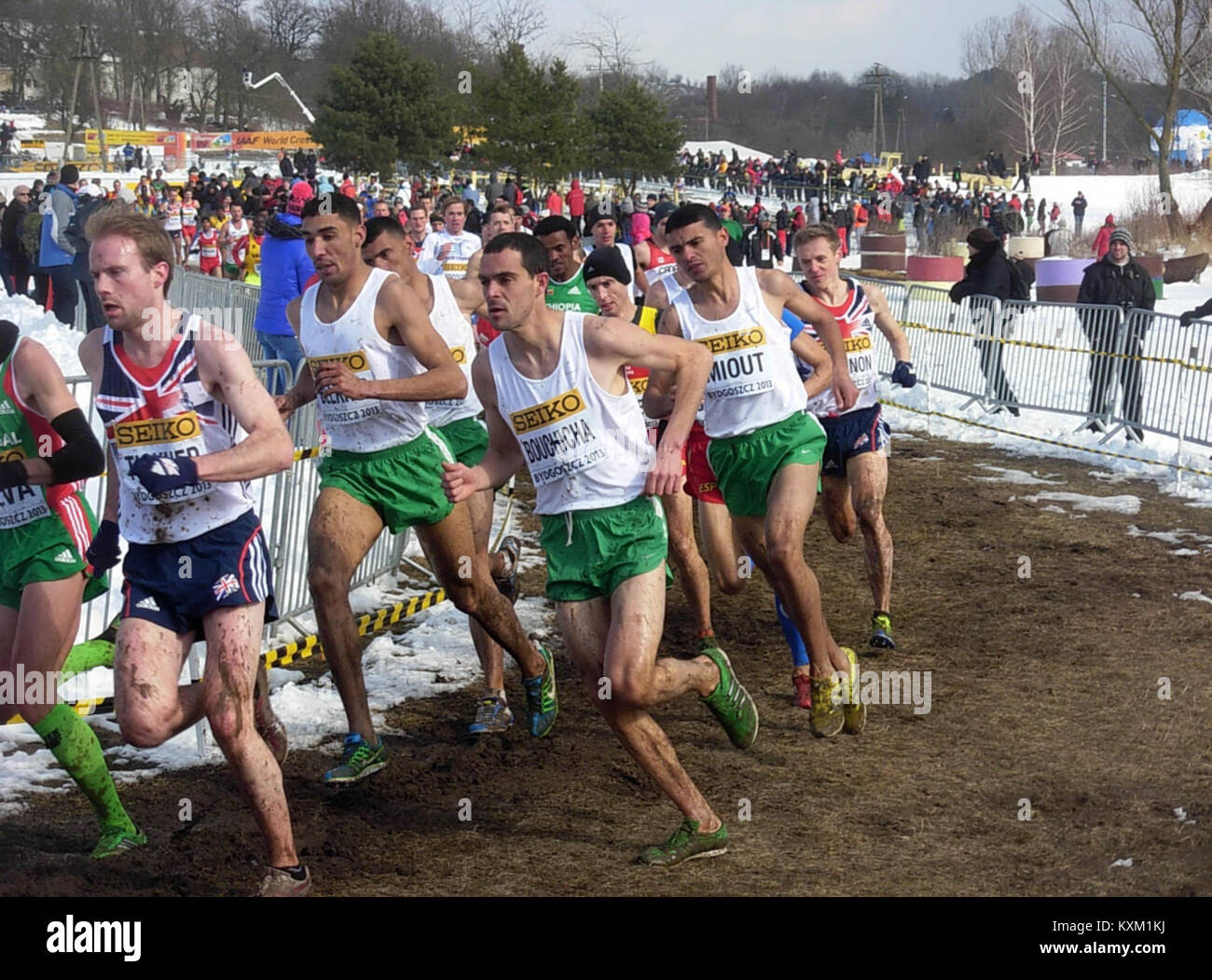 Die BDG Senior Cross-Country-Meisterschaften im März 2013 umfassen Wettkämpfe, die Teilnahme von Athleten und organisierte Sportveranstaltungen in Polen. Stockfoto