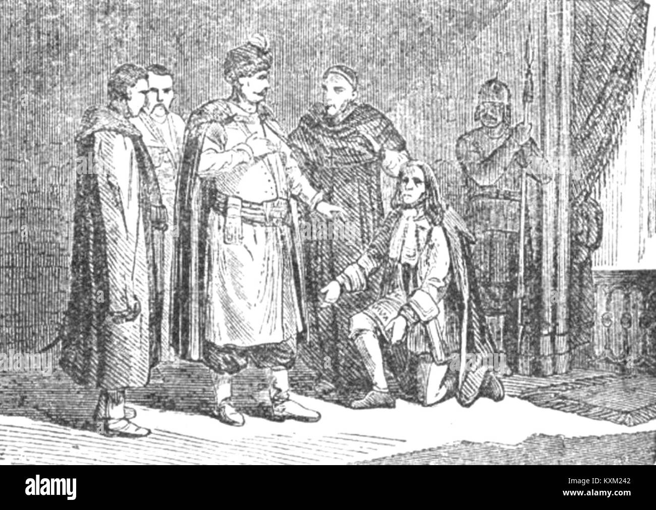 Historisches Dokument aus Bełza, in dem der österreichische Gesandte und päpstliche Legat um militärische Unterstützung von Jan III. Sobieski gegen das Osmanische Reich bittet. Stockfoto