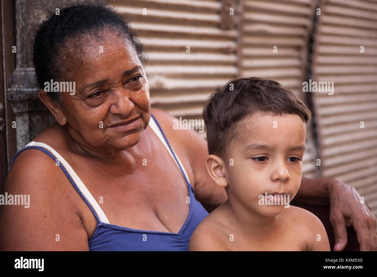 Einem kubanischen Mutter mit Kind in Havanna, Kuba. Stockfoto