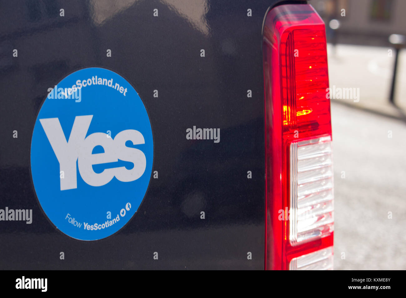 Ja Kampagne Aufkleber am Heck des Fahrzeugs, den 30. August 2014, Clydebank, Schottland Stockfoto