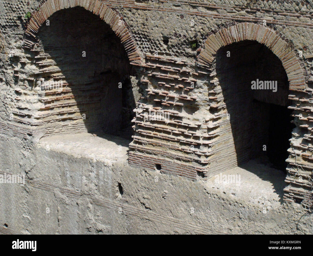 Herculaneum, Via Mare, Ercolano, Metropole Neapel, Italien, August 2009, Blick auf archäologische Stätte. Stockfoto