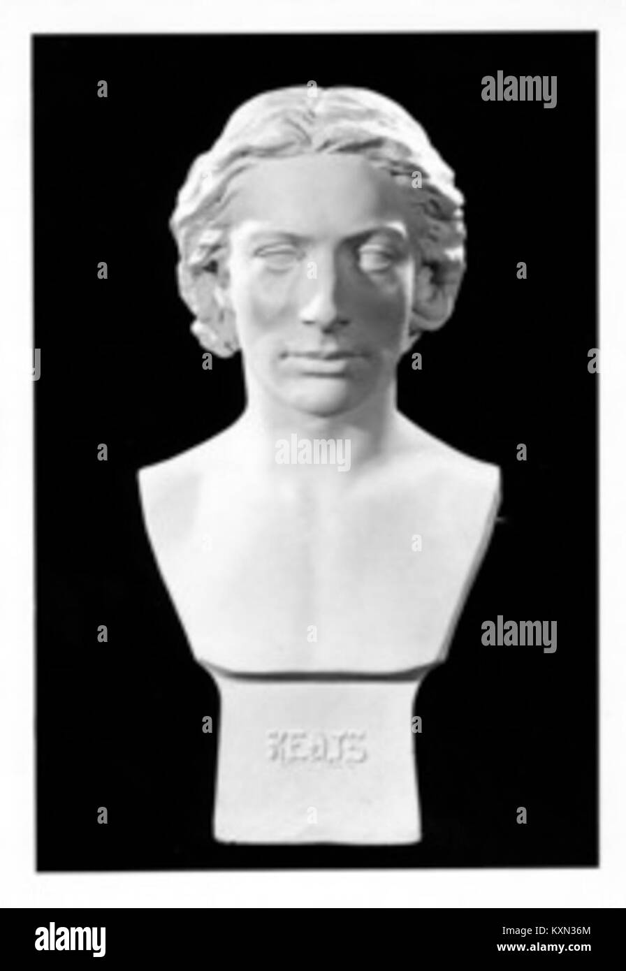 Ein Porträt von Anne Whitney zeigt den englischen Dichter John Keats, der sein Gleichnis einfängt und romantische Literatur und künstlerischen Stil widerspiegelt. Stockfoto