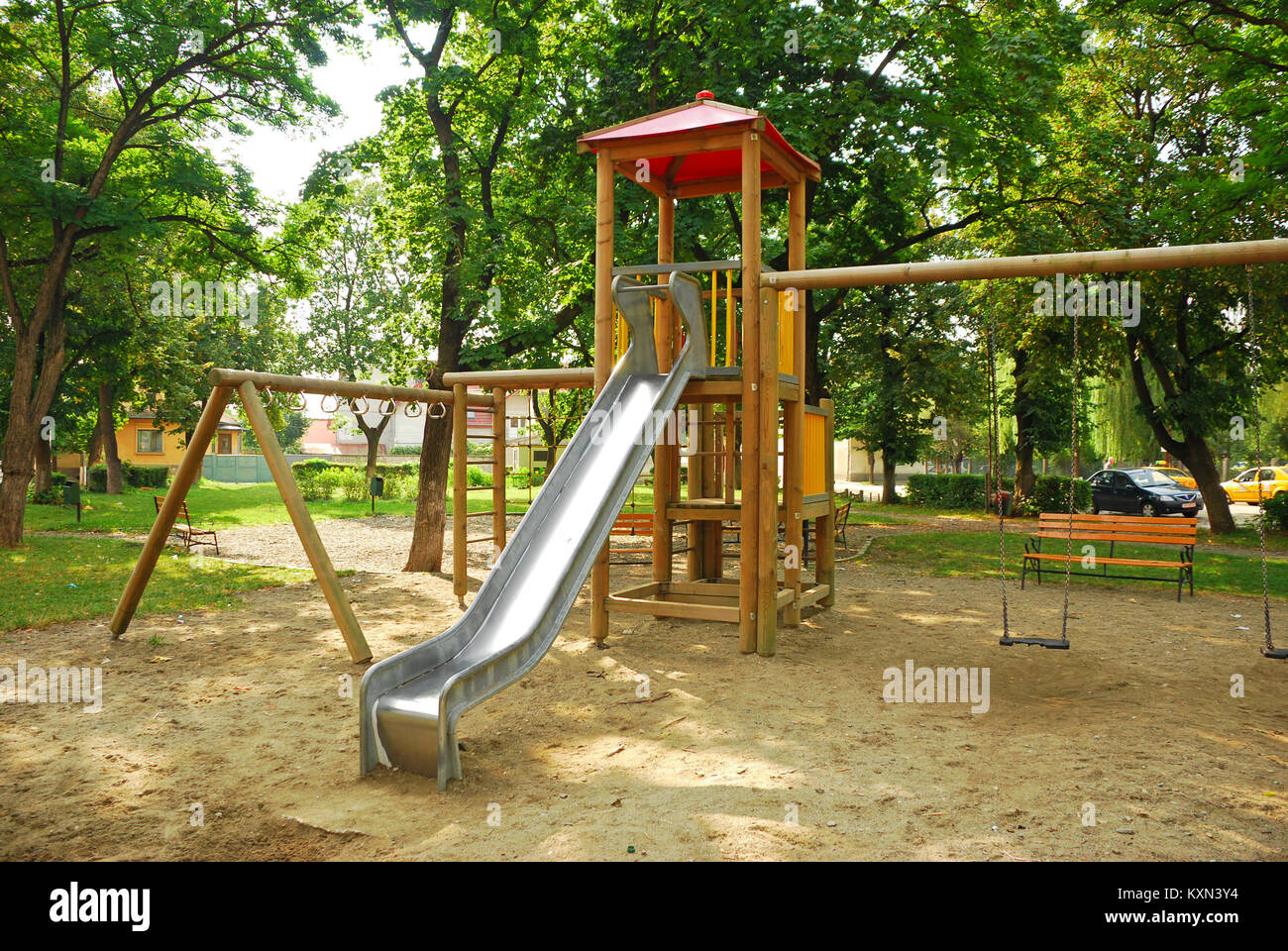 Stadt park Spielplatz in Hermannstadt, Rumänien Stockfoto
