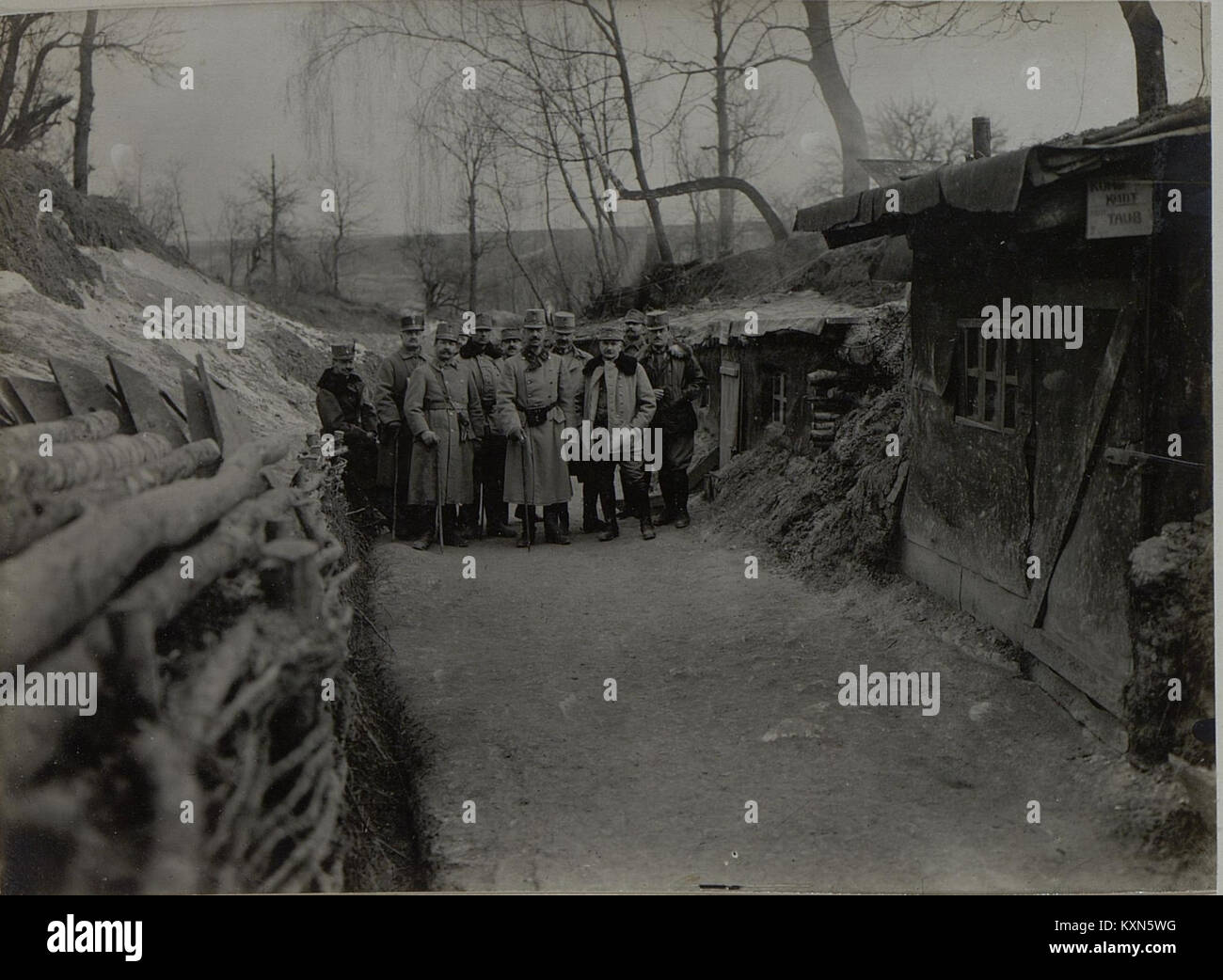 Das Foto aus Lopuszno vom 31. Januar 1916 zeigt den Kommandeur der Armee B.H.M., Ermolli, der ein historisches militärisches Ereignis des Ersten Weltkriegs darstellt. Stockfoto