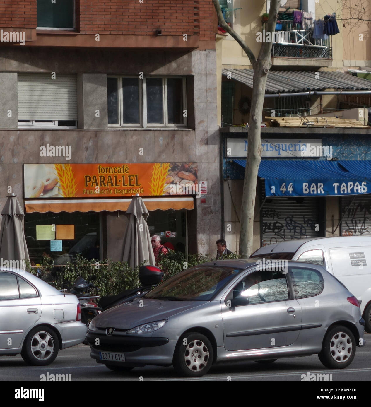 Barcelona, Bäcker in der Paral·lel Straße Stockfoto