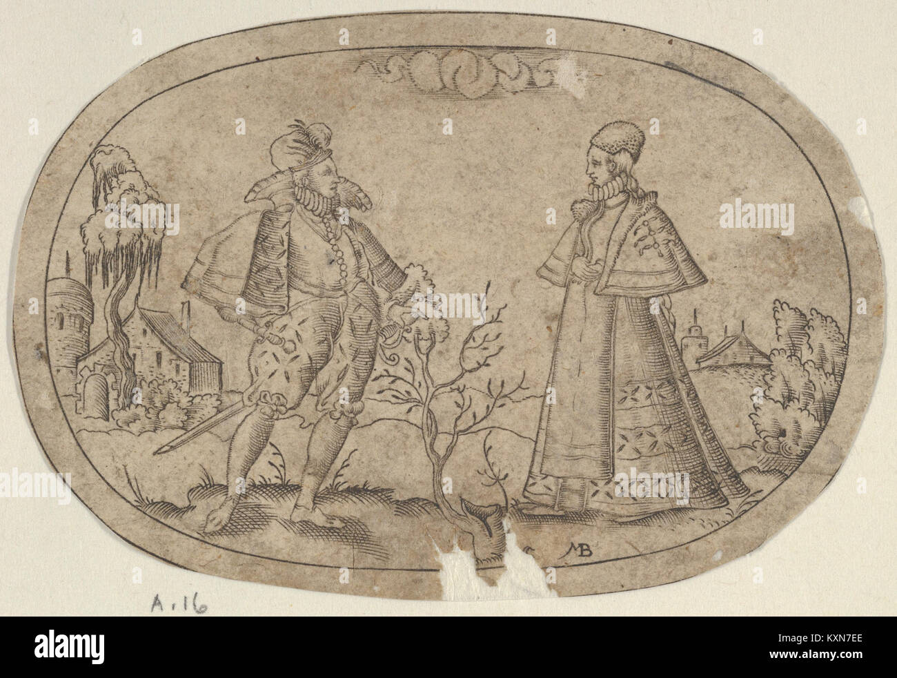 *A Gentleman and a Lady* aus *das Bossenbächlein* ist ein europäisches Porträt aus dem 18. Jahrhundert, das ein elegant gekleidetes Paar zeigt, das Mode und gesellschaftliche Bräuche der Epoche veranschaulicht. Stockfoto