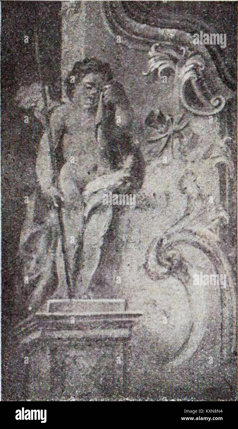 Dieses Kunstwerk von Biagio Bellotti zeigt einen weinenden Engel, der die Symbole der Passion Christi trägt, eine mächtige Darstellung religiöser Ikonographie. Stockfoto Dieses Kunstwerk von Biagio Bellotti zeigt einen weinenden Engel, der die Symbole der Passion Christi trägt, eine mächtige Darstellung religiöser Ikonographie. Stockfoto