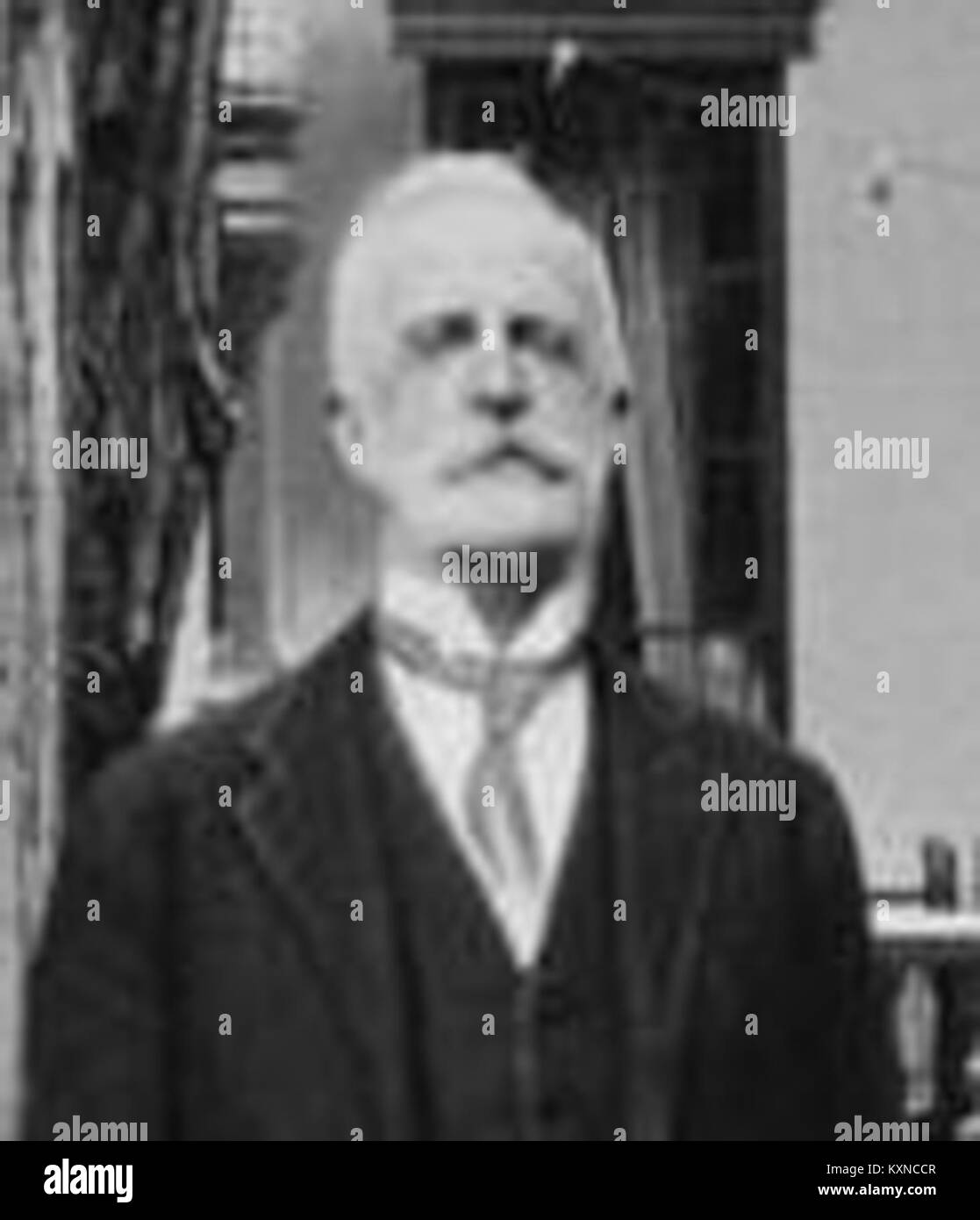 Ein Porträt von Richard Rogers Bowker, einem amerikanischen Journalisten, Verleger und Bibliotheksvertreter, der für seine Beiträge zur Bibliothekswissenschaft und Verlagswesen im 19. Und frühen 20. Jahrhundert bekannt ist. Stockfoto