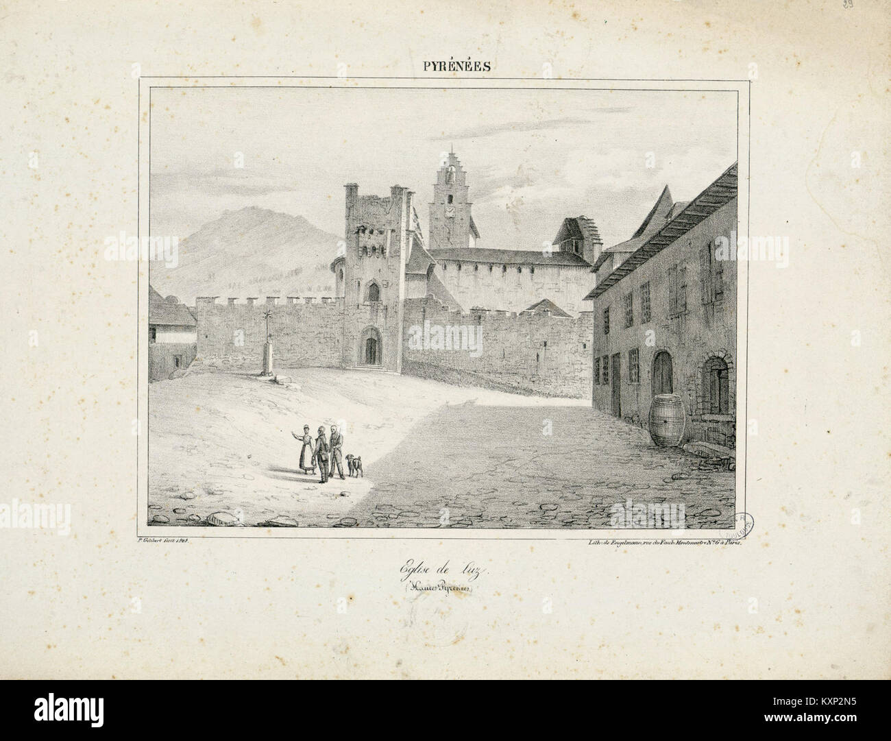 Die 1828 erbaute Eglise de Luz in Hautes Pyrénées, Frankreich, ist Teil der Sammlung Fonds Ancely, die französische Architektur des frühen 19. Jahrhunderts hervorhebt. Stockfoto