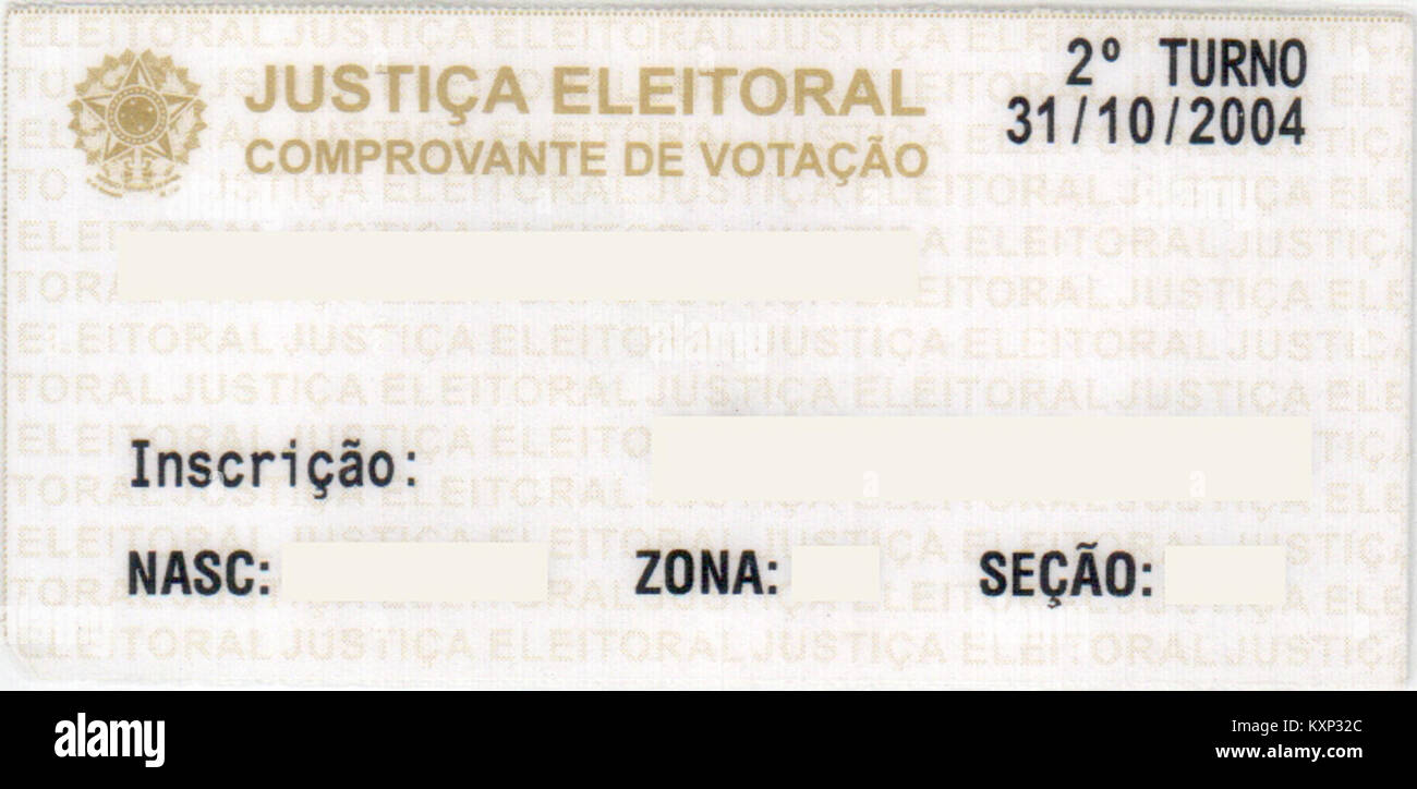 Diese Bescheinigung über die Stimmabgabe aus der zweiten Runde der Wahlen in Brasilien dokumentiert den Wahlprozess und die demokratische Beteiligung im Land. Stockfoto
