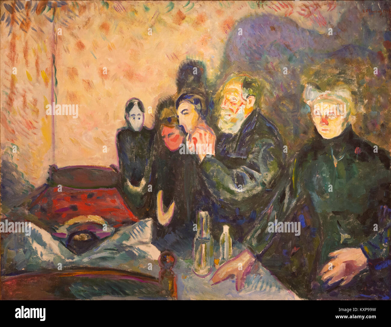 Dødskamp ist ein Gemälde von Edvard Munch, das norwegische Kunst und expressionistischen Stil darstellt und Themen von Leben und Tod illustriert Stockfoto