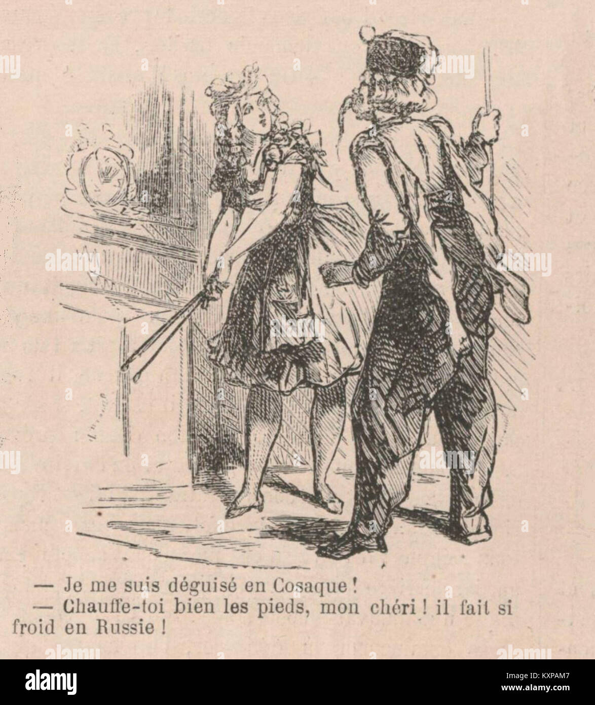 Eine Pariser Prozession während des Boeuf Gras Festivals, illustriert in der Ausgabe von Le Monde illustré von 1868, die Teilnehmer, Wagen und öffentliche Feierlichkeiten zeigt. Stockfoto