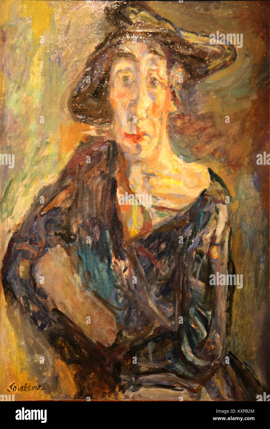 Dieses Stück, wahrscheinlich von Chaim Soutine, mit dem Titel „Déchance-Calvet“, erforscht den einzigartigen expressionistischen Stil des Künstlers, der lebendige Farben mit emotionaler Intensität verbindet. Sie könnte die Vision des Künstlers von der menschlichen Situation oder einem bestimmten Gegenstand durch eine Linse der Transformation widerspiegeln. Stockfoto